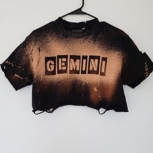 Gemini Zodiac Destructed Crop Top